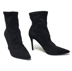 Badgley Mischka Mark & James Faux Suede Stretch Sock Booties Stiletto Black 7.5
